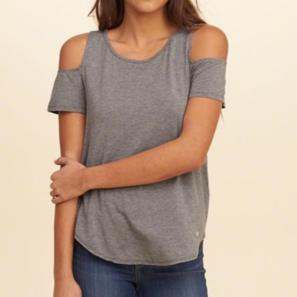 Hollister grey cold shoulder top